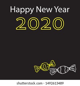New Year 2020. Greeting Happy New Year.  Vector holiday illustration banner.