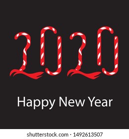 New Year 2020. Greeting Happy New Year.  Vector holiday illustration banner.
