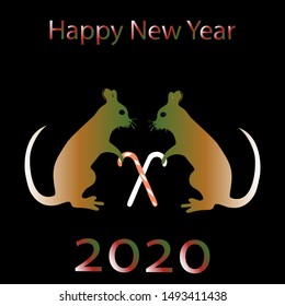 New Year 2020. Greeting Happy New Year.  Vector holiday illustration banner.
