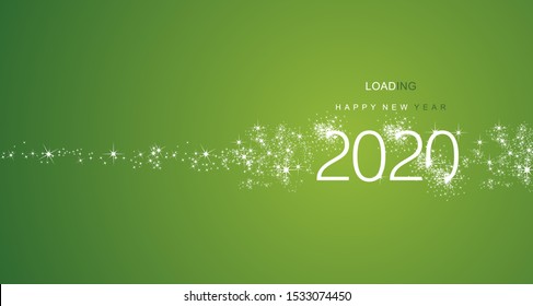 New Year 2020 greetings loading sparkle firework white green color vector