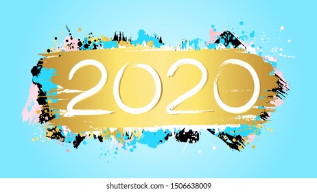New Year 2020. Grunge design. 2020 sign. Grunge trendy background. Greeting card. New Year banner. Calendar cover. Winter holiday wallpaper.