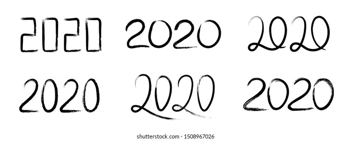 New Year 2020. Grunge design. 2020 sign. Grunge lettering set. Winter holiday symbol. Christmas. New Year.