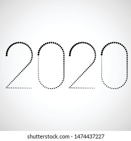 New year 2020. Halftone dots in linear form .vector