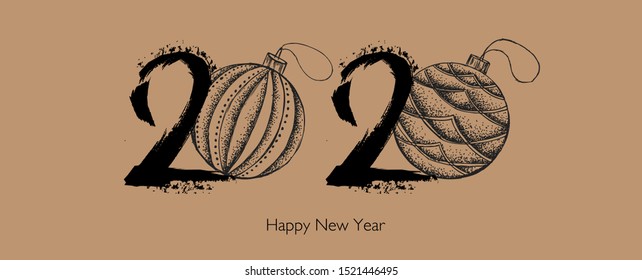 New Year 2020. Hand drawn illustration.