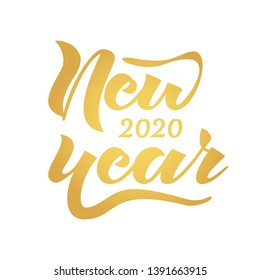 New Year 2020. Happy New Year 2020 hand lettering vector illustration. Hand drawn logo for festive New Year design, poster, card, print. Eps10