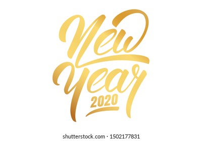 New Year 2020. Happy New Year 2020 hand lettering label badge design