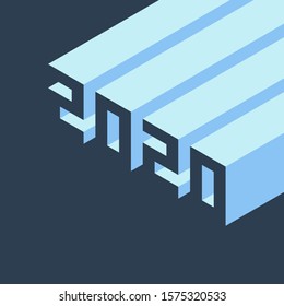 New Year 2020 isometric background. Greeting card template. Vector