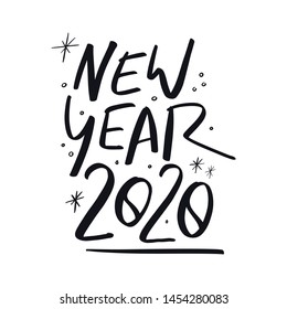 New Year 2020 lettering. Hand writing for greeting card, poster, print, social media