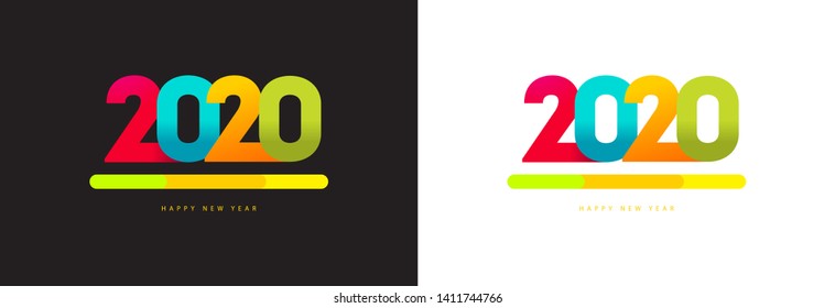 New Year 2020 line design line style for new year card, calendar style for New Year card, calendar. 2020 linear style isolated on white background. Perfect for web design, banner and presentation.