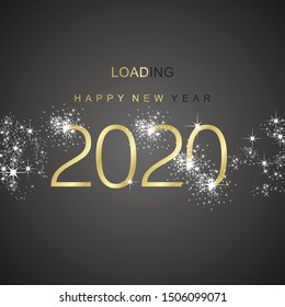 New Year 2020 loading sparkle firework gold black vector