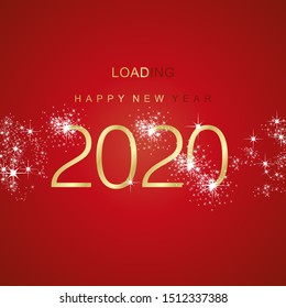 New Year 2020 loading sparkle firework gold red vector