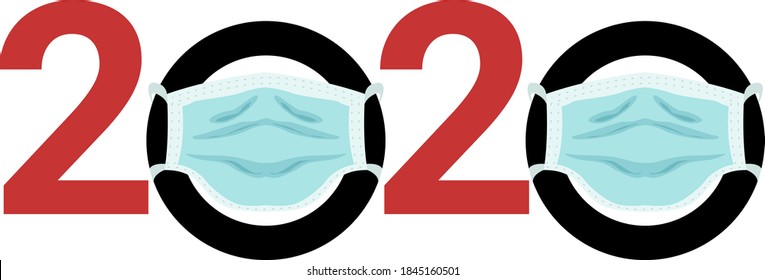 New Year 2020. 2020 In A Medical Mask