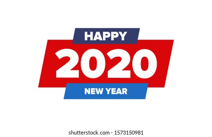 New Year 2020. Merry Christmas. Happy holiday, celebration event. Greeting card. Creative number. Typography design. Congratulation flyer. Simple text template. Poster, invitation, and banner. Vector