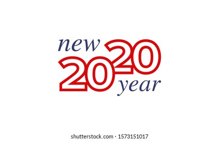 New Year 2020. Merry Christmas. Happy holiday, celebration event. Greeting card. Creative number. Typography design. Congratulation flyer. Simple text template. Poster, invitation, and banner. Vector