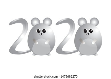 New Year 2020, metal rat in the form of numbers