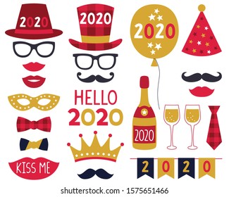 New Year 2020 party photo booth props set
