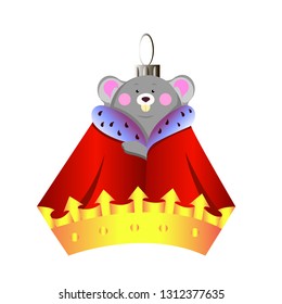 New Year 2020. Year of the rat. Year of the mouse. Christmas tree toy in the form of a mouse, rat.