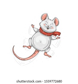 New Year 2020. Rat and snow angel