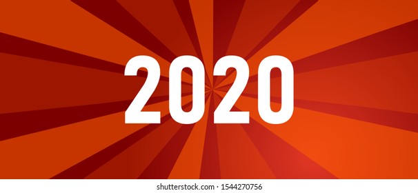 New year 2020 red background shining light behind