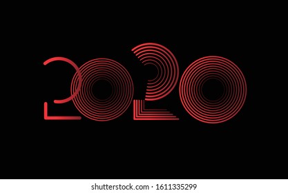 New year 2020 red font logo vector design