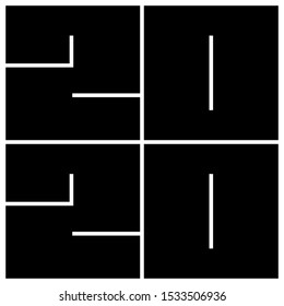 New Year 2020 square text on a white background