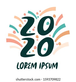 New Year 2020 Symbol Text with Party element.