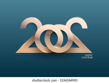 New year 2020.  Symmetric greeting card design