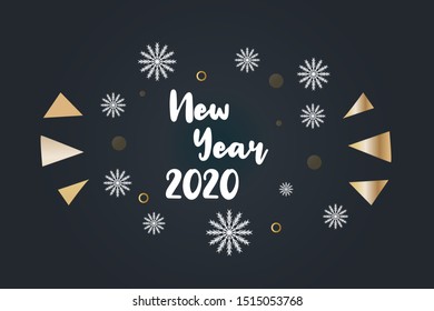 New Year 2020 text on black background. Greeting card, poster design. Vector happy new year illustration EPS 10.