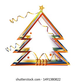 new year 2020. tree made of colored serpentine