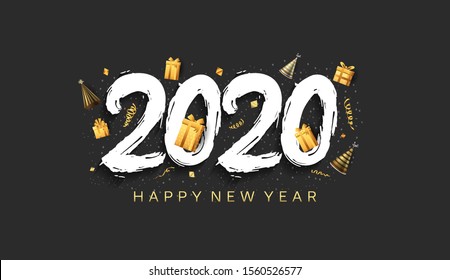 New Year 2020 Vector Design with party element for background