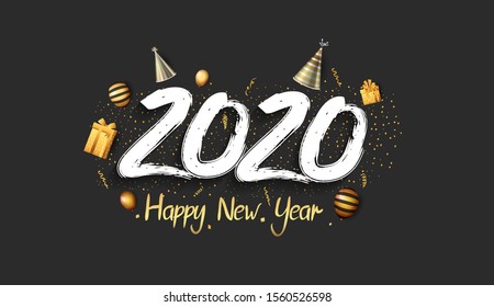 New Year 2020 Vector Design for greeting card and invitation