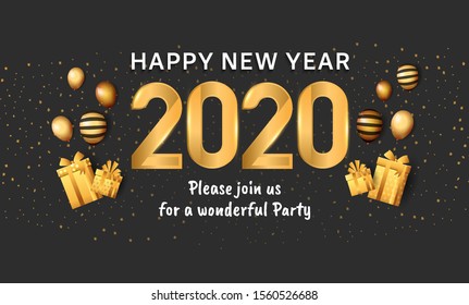 New Year 2020 Vector Design golden color for background celebration