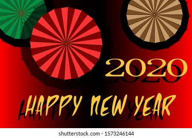 The new year 2020. Vector design. Image of Chinese umbrellas. Poster and flyer for the winter holidays. Vector image.