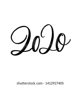 NEW YEAR 2020. VECTOR HOLIDAY GREETING HAND LETTERING TYPOGRAPHY