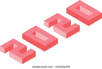 new year 2020 vector illustration isometric