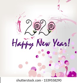 New year 2020 vector illustration. Quote - All you need is love. Romantic 2020 decorated with hearts. EPS10