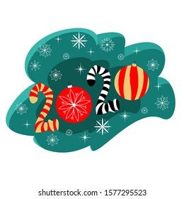 new year 2020. vector image of symbolic figures of the calendar. snowflakes and balls