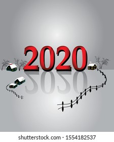 New Year 2020 vector, winter. Christmas time.