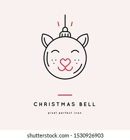 New Year 2020 and Xmas outline icon set 10EPS. Winter holidays vector symbols. Christmas party symbols.