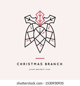 New Year 2020 and Xmas outline branches icon 10EPS. Winter holidays vector symbols. Christmas party symbols.