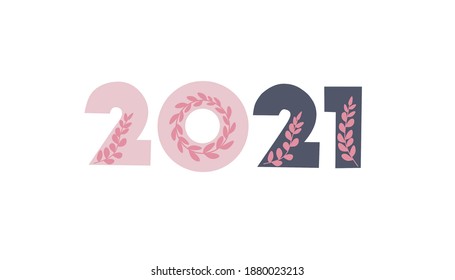 Año nuevo 2021. Fondo abstracto con flores moradas rosas. Feliz año nuevo 2021.