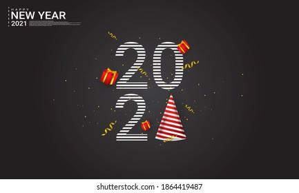 New Year 2021 background design, suitable for backgrounds, posters, templates, web, wallpapers with the theme of New Year 2021