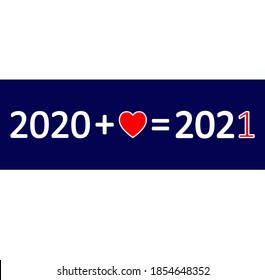 New Year 2021 background of love with a mathematical equation