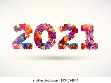New year 2021. Bright multicolored numbers. Greeting card design.