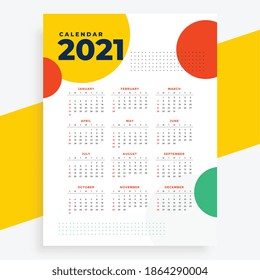 new year 2021 calendar design in circles style