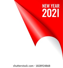 New Year 2021 Calendar Page Corner, Vector Illustration