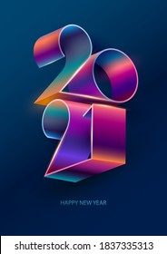 New Year 2021. Colorful Lettering Design.