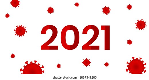 New year 2021 design. Corona virus in 2021. Pandemic in 2021 year illustration