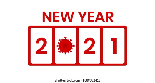 New year 2021 Design. Red Corona virus in 2021 sign and symbol good for element design