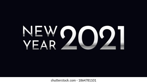 new year 2021. Elegant Silver text . Minimalistic text template.